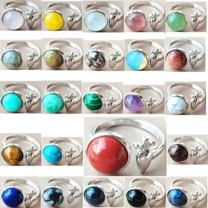 Cluster Rings Aventurine Opal Carnelian Crystal Labradorite Goldstone Tiger Eye Amazonite Malachite Lapis Lazuli Bead Ring PWB1174