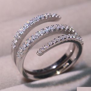 Ringe Neue Ankunft Klassischer Schmuck Reiner 100% Sterling Silber Pave Weißer Saphir Cz Diamant Frauen Brautring Für Liebhaber Geschenk Drop Del Dhcom