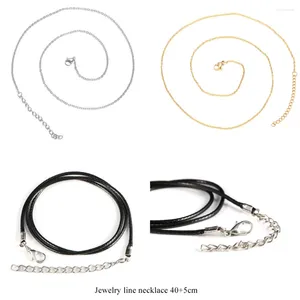 Pendant Necklaces 10PCS Men's Women's Black Braided Wax Rope Stainless Steel Chain Fashion Gold Silver Double Color Necklace DIY Jewelry