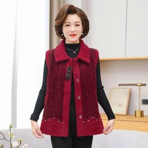 Women's Vests Mom Wears Mink Velvet Vest Autumn And Winter Grandma Waistcoat Coat With Shawl Cardigan Middle-aged Elderly People