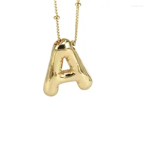 Choker 5 Stücke Gold Farbe 3D Ballon Buchstaben Halskette Glatte Puff Blase Initial Charm Anhänger Hip Hop Personalisierte Geschenke