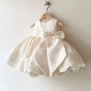 Flickaklänningar Boutique Summer 2024 ärmlös rosa elfenben spädbarn puffy baby småbarn flickor prinsessa tutu klänning