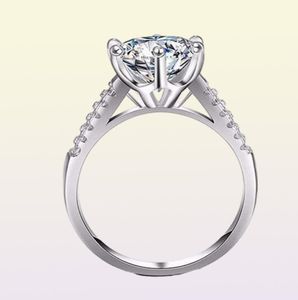 Yhamni Pure Solid 925 Silver Rings Set Big 2 CT Diamond Engagement Ring Real Silver Wedding Rings for Women XJR0399001438