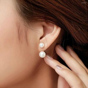 Studörhängen Double Side Earing Charm Crystal Ball Women's Simulated Pearl Korean for Women Jewelry