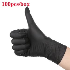 Annan hushållsorganisation 100pcsbox Black LaTex Gloves Disponibla gratis pulverfri tentamen Nitril Kitchen Laboratory Cleaning Hushåll XL 231211