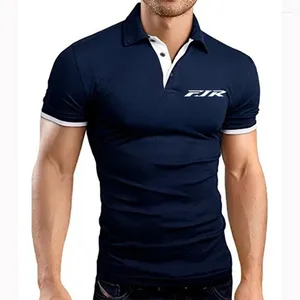 Herren Polos 2023 Sommer Herren FJR 1300 Motorrad Logo Print Atmungsaktives Poloshirt Einfarbig Einfachheit Stil Reverskragen Kurzarm T-Shirt