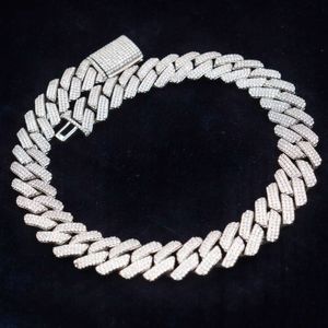 Atacado miami cubana link chain 18k banhado a ouro gelado pesado grosso diamante cz prong 19mm hip hop colar jóias