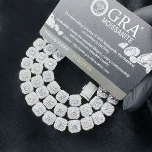 10mm/12mm 커스텀 크기 록 캔디 테니스 목걸이 힙합 6mm 5.5mm VVS Moissanite 체인 925SILVER