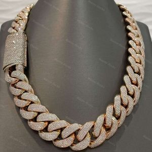 Hiphop 20mm Moissanite Cuban Chain Iced Out Diamond 925 Silver 4 Rows Miami Necklace Cuban Link Chain
