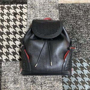 Top Fashion Boys Girls backpacks high quality lovers school bag handbags studded rivets real leather women men backpack3404