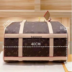 Print Design Hundetransportbox 40 cm, Leder, weiche Transportboxen, klassischer europäischer und amerikanischer Stil, Designer-Hunde- und Katzentransportbox, braun, schwarz, Haustiere