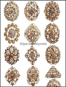Pins Brooches Jewelry 24Pcs Clear Crystal Rhinestones Women Bridal Gold Brooch Pins For Diy Wedding Bouquet Kits Drop Delivery 2025634413