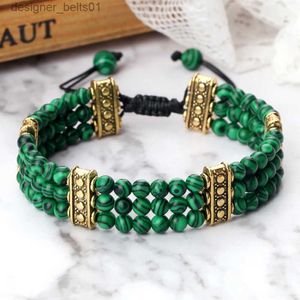 Charm armband naturliga stenpärlor armband 4mm malachite svart lava yoga energi heta par för kvinnor män smycken flätad rep knut armband gåva 231214