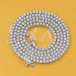2mm幅の金メッキd色モッサナイトダイヤモンドネックレス/ブレスレット925女性用エレガントな宝石用シルバーテニスチェーン