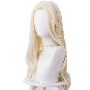 Cosplay peruker snabb frakt anime elsa peruk vuxen prinsessa cosplay elsa peruk 65 cm rak värmebeständig syntetisk hår peruk halloween party wigl240124