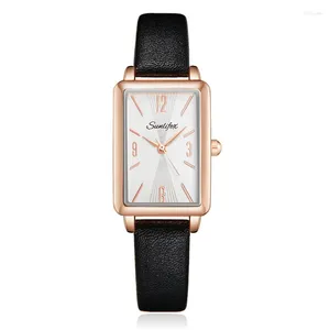 Relógios de pulso mulheres relógio elegante retângulo banda dial quartzo relógio de pulso simples minimalista feminino preto rosa cinta relógio estudantes moda