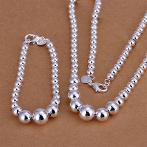 Brand new The size of the Buddha beads sterling silver plated jewelry sets for men DMSS080 925 silver plate necklace bracelet jew299G