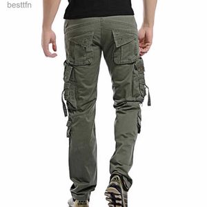 Męskie spodnie 2023 Modne spodni ładunku wojskowe męskie spodnie kombinezonowe swobodne workowate spodnie ładunkowe Mężczyźni Plus LTI-kieszenia Pantsl231212