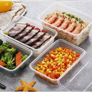 Disposable Take Out Containers 20pcs Plastic Food Transparent Carry Packing Box Fruit Salad Lunch Bento Boxes Kitchen Fridge Storage 231211