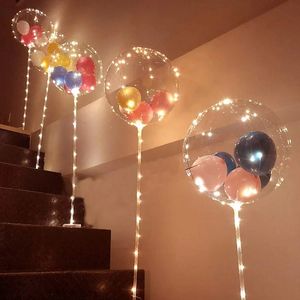 10pc Party Decoration Set LED -Luftballons mit Säulenregalen transparente Boboballons mit LED -Stringlichtern Hochzeitsfeier Dekorationen 231212