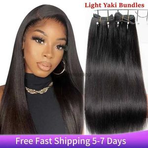 Spitze Perücken MRS HAIR Light Yaki Bundles Haar Yaki Glatte Haarbündel Remy Doppelschuss Bouncy Fluffy #1B Naturschwarz 26 Zoll 100GL240124