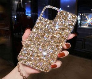 Casos de telefone celular Glitter Gold Gold Diamond Crystal Phone Case para iPhone 14 13 12 11 Pro Max Casing for Women Luxury Bling Rhinest1676137