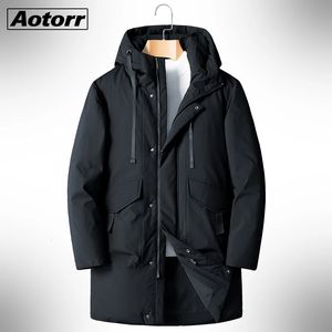 Men s Jackets Winter 90 White Duck Down Coat Men 2023 Hooded Fashion High Quality Long Thicken Warm Jacket Black Overcoat Parkas 8XL 231212