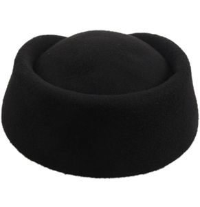 Elegant ull filtpillbox Stewardess Air Hostesses Beret Hat Party Base Cap Berets2891999