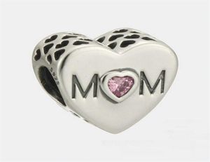 MOM herat charms sterling silver Fits For diy Style Bracelets mothers day 791881PCZ H9190M2536715