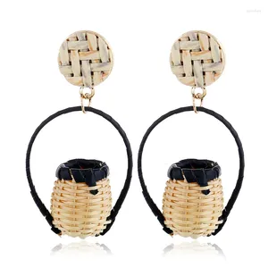 Dangle Earrings Fashion Personality Rattan Knitted Bamboo Basket Bohemian Ethnicity Vintage Hand-woven Chic For Women Jewelry