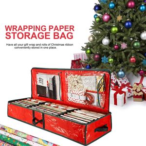 Present Wrap Christmas Storage Bag Waterproof underbed Organizer med förstärkta handtag stort Xmas -inslagningspapper 231211