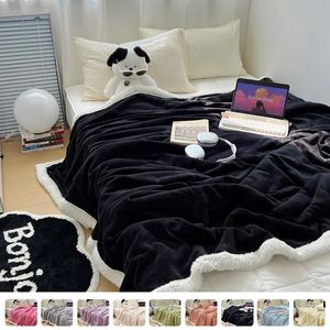 Blankets Winter Warm Blanket Double for Sleeping Lamb Fleece Plush Coral Velvet Bed Sheet Thickened Air Conditioning Warm Cover For Home 231212