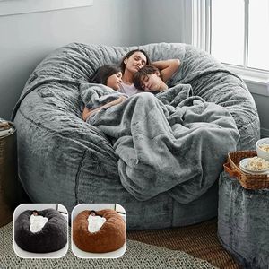 Chair Covers 5FT Storage Bean Bag Cover Soft Fluffy Home Sofa No Filler Stuffable Beanbag Lazy Bed 231211