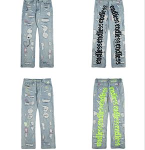 Jeans da uomo Pantaloni in denim senza fine Uomo Donna Pantaloni dritti con lettere ricamate stile punk di alta qualità da uomo