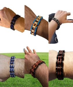 Bracciale a catena per motociclista moda punk nero blu argento oro arancione titanio acciaio inossidabile uomo donna bicicletta r braccialetto braccialetto gioielli9337068