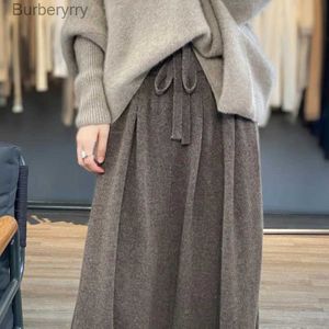 Gonne 2023 Autunno / Inverno Nuovo 100% lana da donna sciolto lavorato a maglia a vita alta mezza gonna moda coreana di lusso morbida gonna di lana da donnaL231212