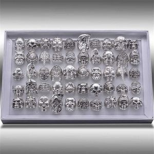 20pcs Skull Ring Punk Vintage Skeleton Rings Gold Black Mens Mixed Rings Jewelry Whole Lots Party Gift 211012238I