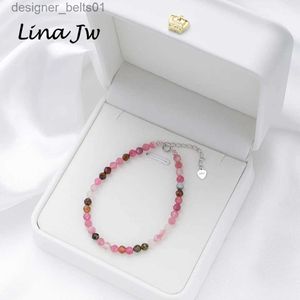 チャームブレスレット4mmnatural Stone Tourmaline Handwork Bracelets for Women For Women Gift Wedding Party Jewelry 925 Sterling Silver Amethyst Banglesl231214