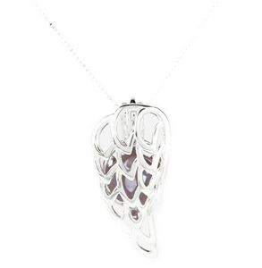 Collana in argento sterling 925 Scegli una gabbia di perle Collana con ciondolo medaglione con ala d'angelo Boutique Regalo da donna K10413321971