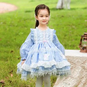 Girl Dresses 2023 Autumn Spanish Vintage Lolita Ball Gown Lace Stitching Tassel Design Turkey Easter Cute Princess For Girls A634