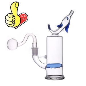 Wholesale dolphin Mini Hookahs colorful Glass tobacco Bong bubbler Novelty water Bongs oil burner pipe 14mm Joint with smoking accessories dab rigs oil rig bowl