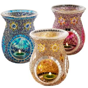 Fragrance Lamps Candle Essential Oil Turkish Style Pattern Stained Glass Aromatherapy Lamp Cafe Bar Home Table Decoration 231212