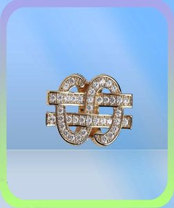 Gold Star Hip Hop -smycken Mens Ring Ice Out Cubic Zircon Personality Gold Silver Ring for Women2201600