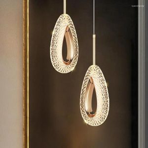 Pendant Lamps Nordic Luxury Crystal Chandelier Bedhead Restaurant Dining Table High End LED Lamp Home Interior Decor Hanging Lighting
