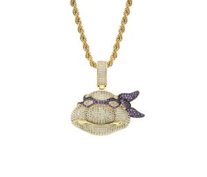 FashionNinjie Turtles кулон ожерелья для мужчин роскошные дизайнерские мужские bling бриллиантовые мультяшные подвески 18-каратное позолоченное хип-хоп драгоценность1802597