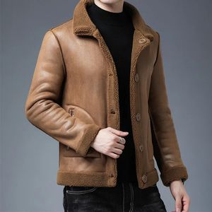 Men's Fur Faux Reversible Pelleted Jacket Lamb Fleece Coat One and Winter Men Clothing 231212