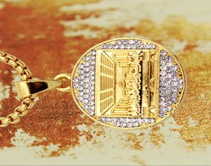 Fashion Charms Mens Stainless Steel Gold Plated Necklace The Last Supper Pendent Chain Punk Rock Micro Men Women Costume Jewelry8131543