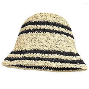 Berety tkane słomki kapelusz letni pasek słońca kadłubowy moda krem ​​przeciwsłoneczny składany papier ochrony UV Panama