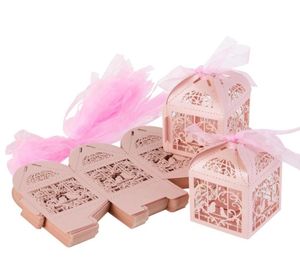 Romantic Hollow Out Love Birds Laser Cut Square Wedding Favor Candy Boxes Bridal Shower Party Favor Gift Boxes Ribbon Included5925278