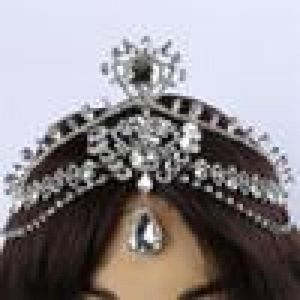 Mode funkelnde Kristall Braut Kopf Kette indischen Haarschmuck Tikka Frauen Hochzeit Tiara Braut Stirn Dekoration Zubehör C1815584076